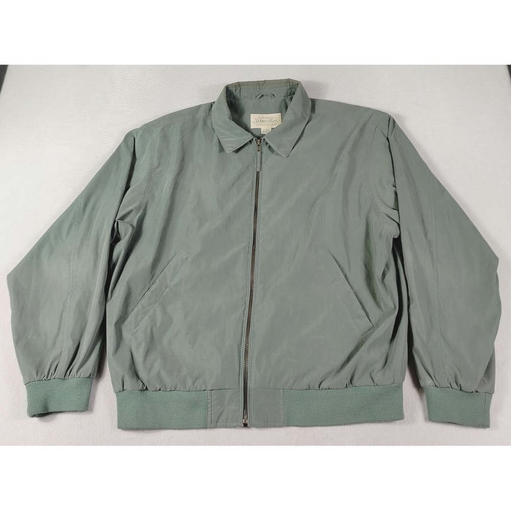 Vintage St. John's Bay Jacket‎ Mens XL Green Microfiber Bomber Lined Lightweight